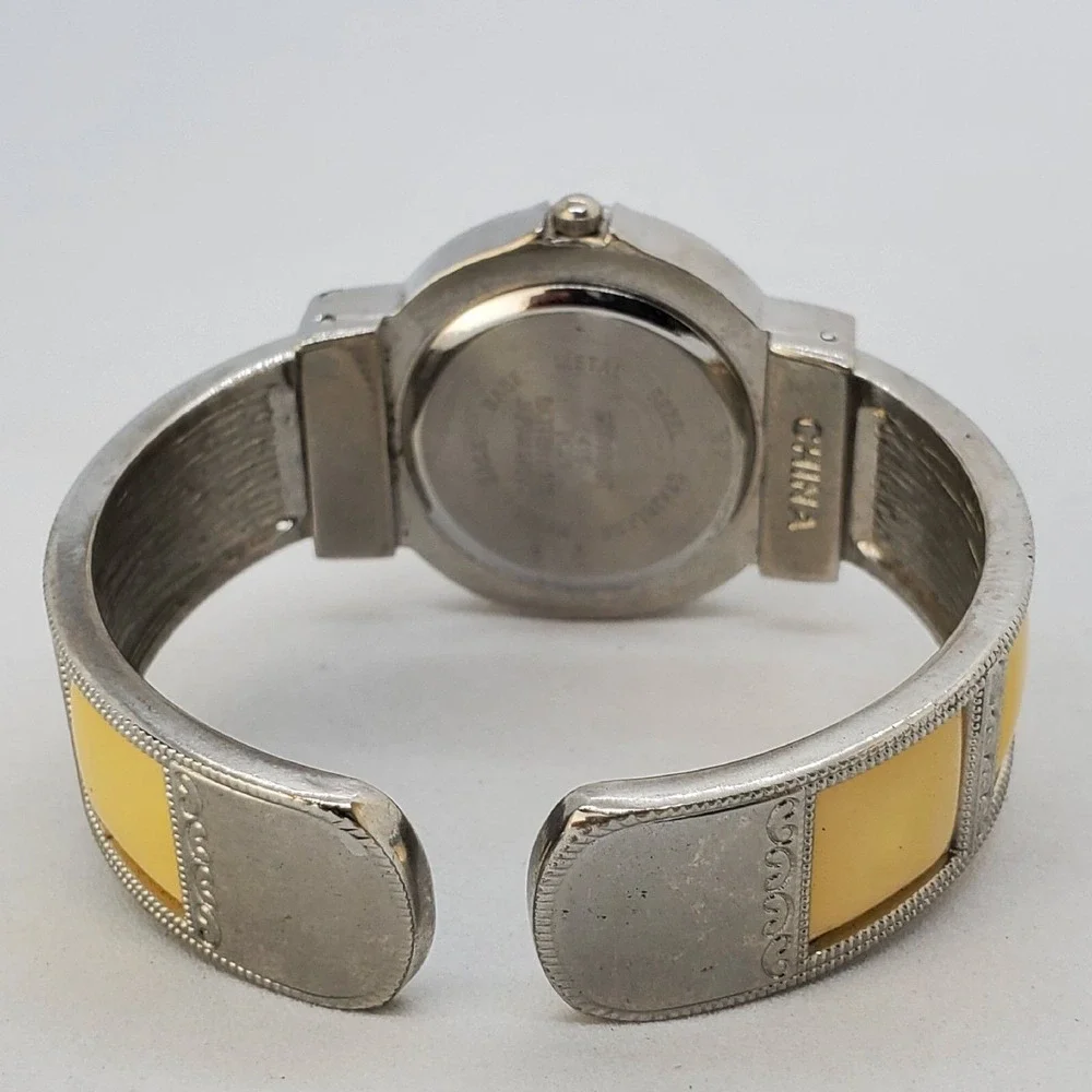 Women's Cuff Bracelet Watch Silver Yellow Tone Bracelet 5.75